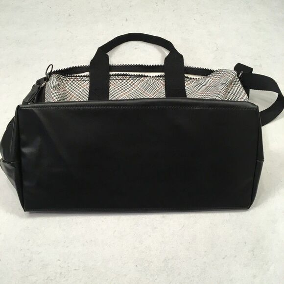 NWOT Lands End Canvas Weekender Duffle Bag Black White Pink Plaid Travel Luggage - Picture 10 of 16